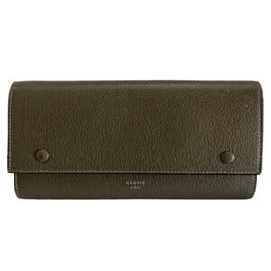 Céline Pebbled Leather Large Flap Wallet Grey And Yellow Made in Italy